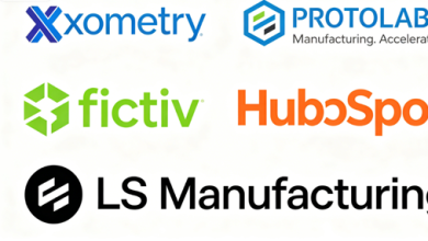 A professional infographic comparing five top online CNC machining service providers (Xometry, Protolabs, Fictiv, Hubs, and LS Manufacturing) on key certifications, core strengths, and ideal use cases. LS Manufacturing is highlighted for its IATF 16949 & AS9100D certifications and integrated digital ecosystem for high-reliability sectors.
